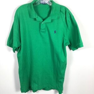 Polo Ralph Lauren Polo Shirt Men's Size L Green Short Sleeve Purple Pony Logo